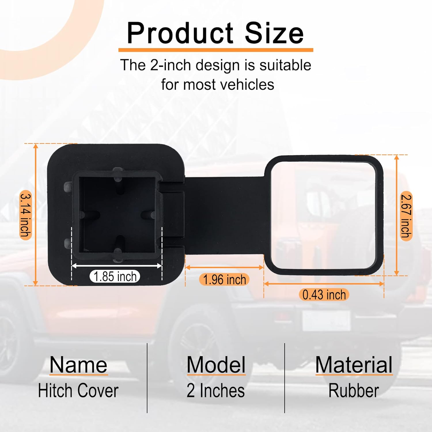 SINGARO Fits for 2-inch Hitch Cover, Trailer Hitch Cover Tube Plug Insert, Car Exterior Accessories, Receiver Tube Hitch Plug