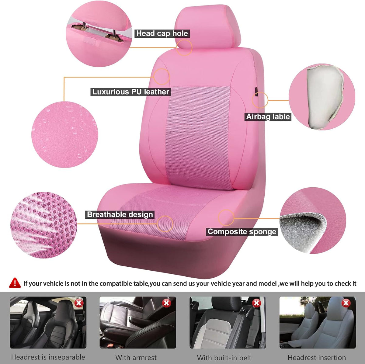 car pass pink leather seat cover automotive breathable on a desk or shelf