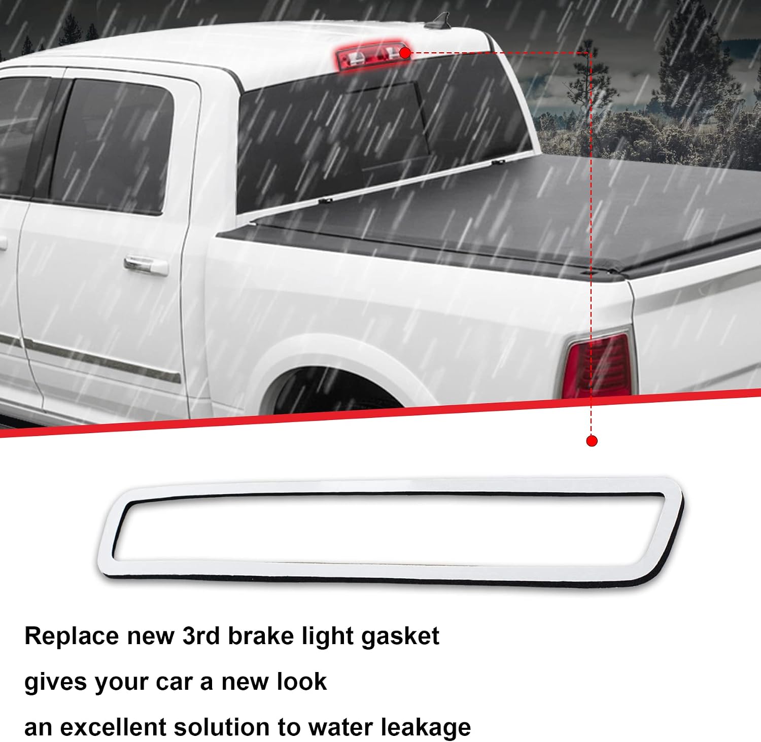 HERCOO 3rd Third Brake Light Gasket Seal Compatible with Dodge Ram 1500 2009 to 2018, Dodge Ram 2500 3500 2010 to 2018 Hight Mount Stop Lamp Assembly, Single Sided Adhesive