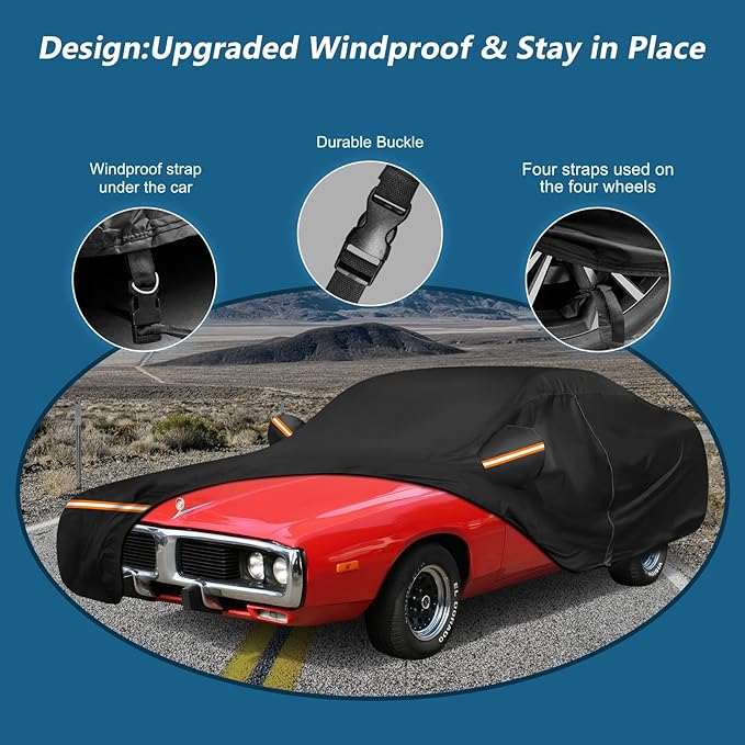Car Cover for Dodge Charger 1968-1974, Waterproof 210D Oxford Cloth and Cotton - Image 3