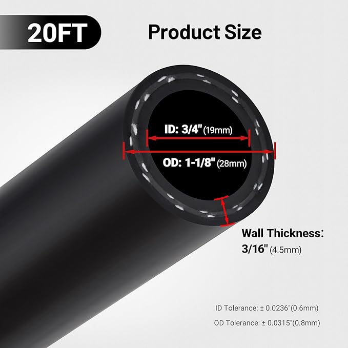 EVIL ENERGY 3/4" Heater Hose Coolant Radiator Straight 100PSI SAE 20R3 20FT - Image 3