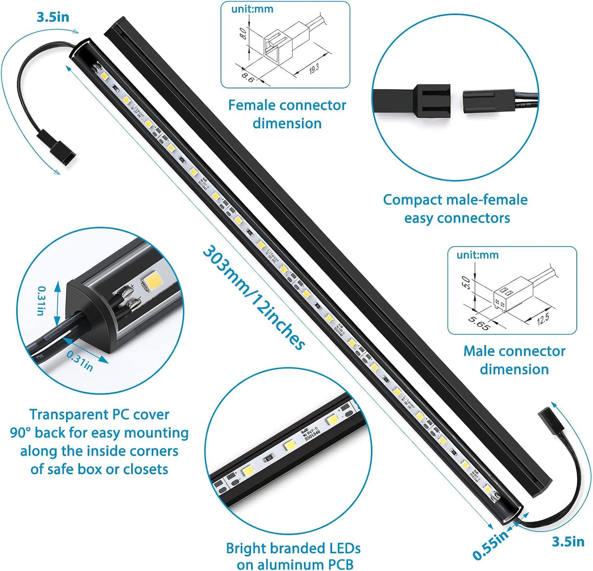 litever led safe lighting kit plug in. door shown in use
