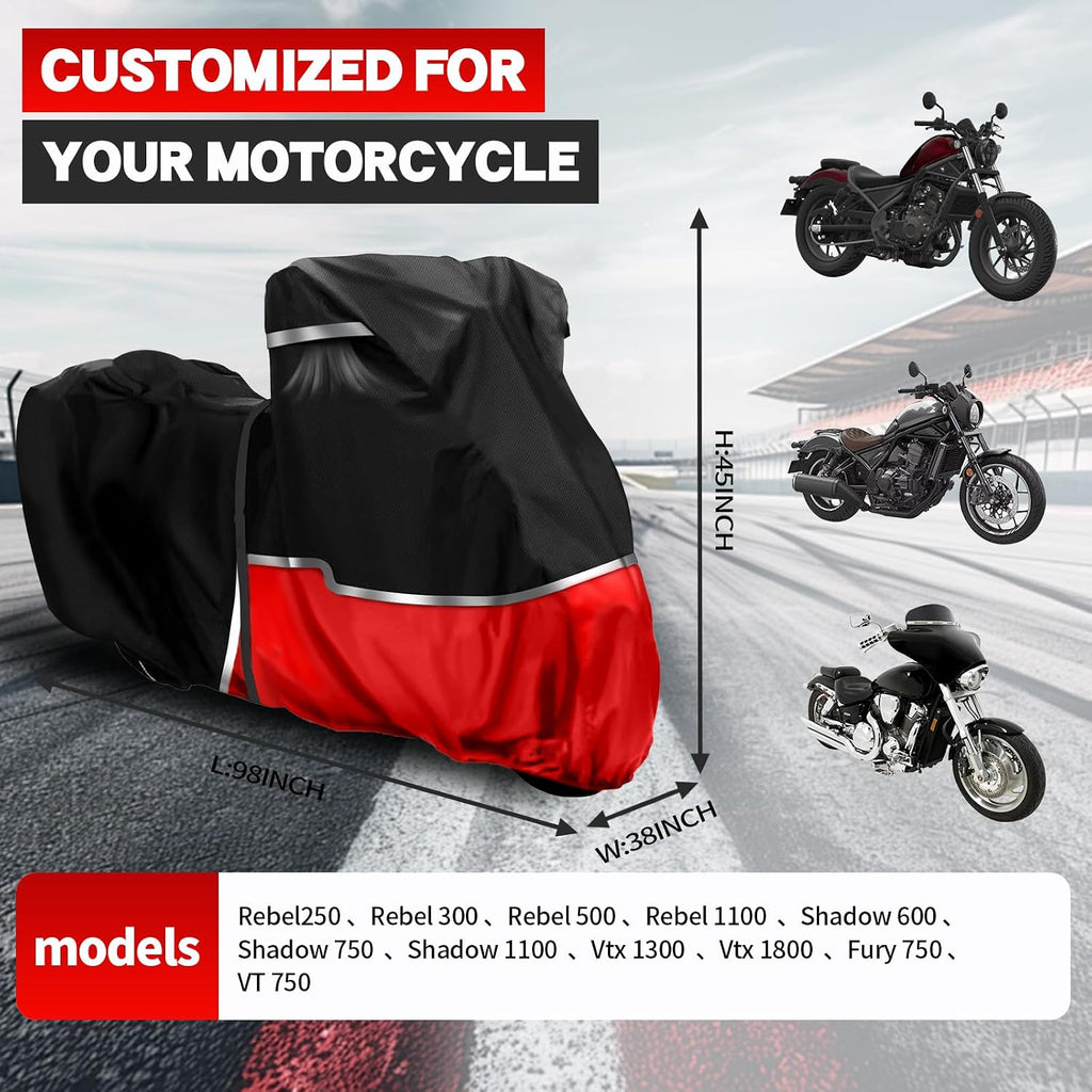 motorcycle cover fits honda rebel 300 500 1100 shown in use