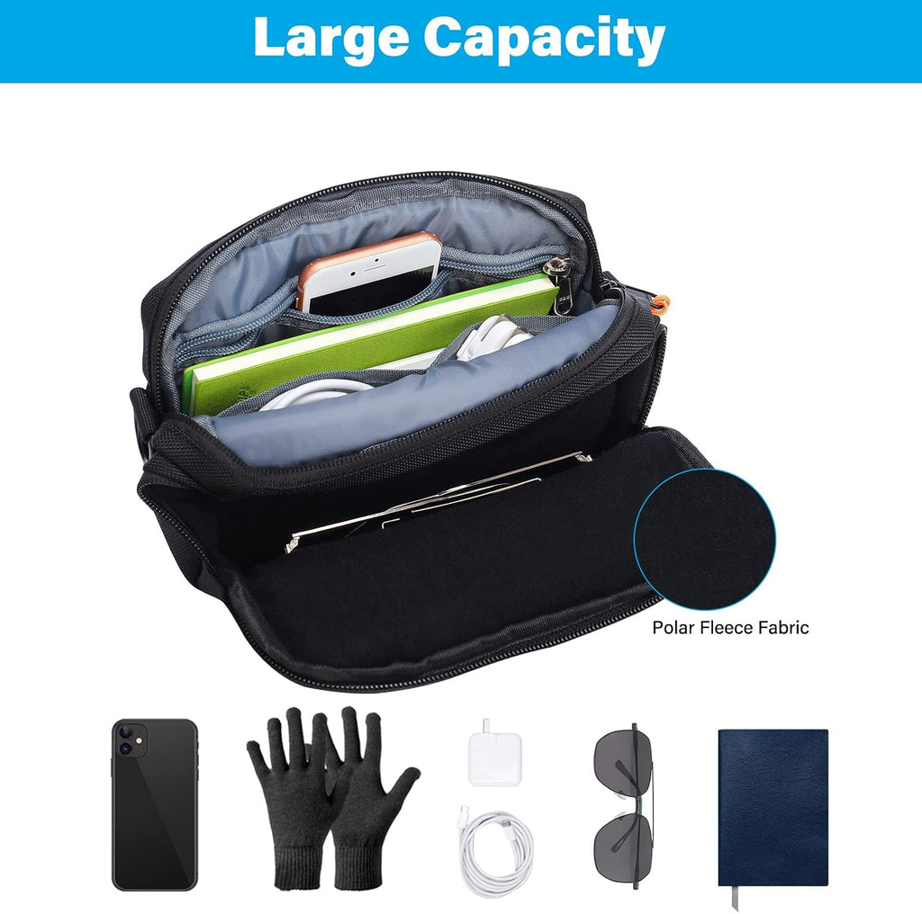 MOSISO Motorcycle Handlebar Bag, Universal Motorcycle Bag for Motor cycle Front Fork, Portable Motor cycle Tool Bags Motorbike Storage Accessory Pouch with Shoulder Strap, Black