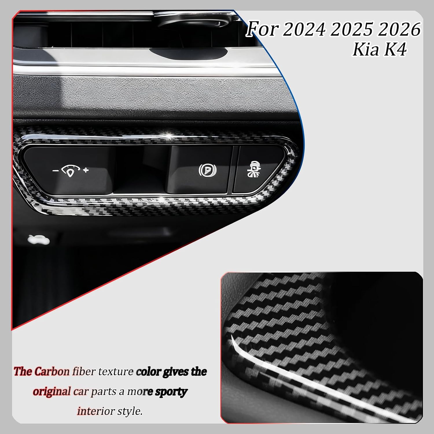 Front Lamp Adjustment Cover,for Kia k4 2024 2025 2026,Stylish Automobile Front Lamp Adjusting Trim Accessories - Carbon Fiber