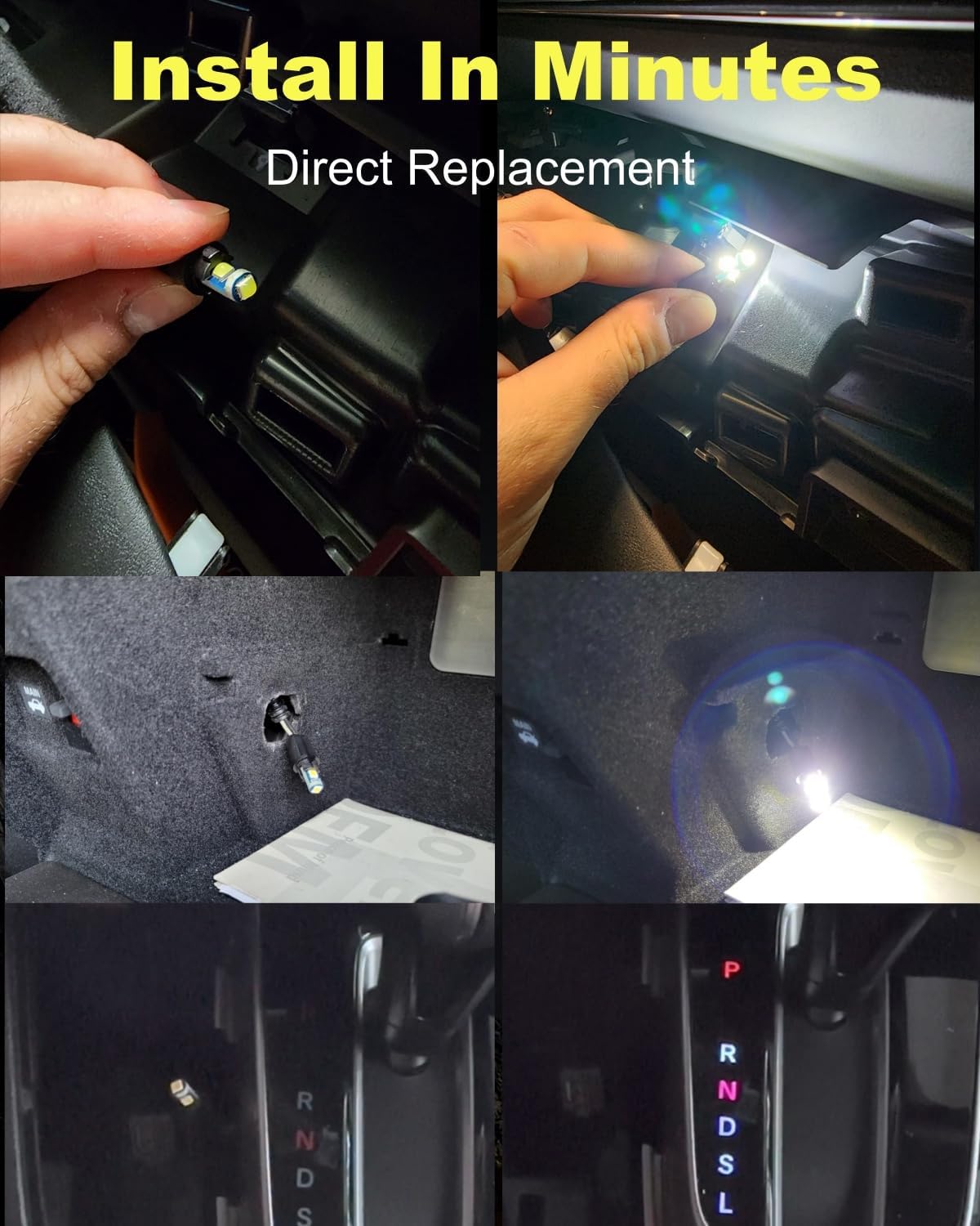White T5 LED Bulb 37 74 2721 PC74 PC37, 3030 Chip Super Bright 12 Volt Replacements, Interior Dome Map Glove Box Shifter Indicator Dash Instrument Panel Gauge Cluster Lights (Pack of 10)