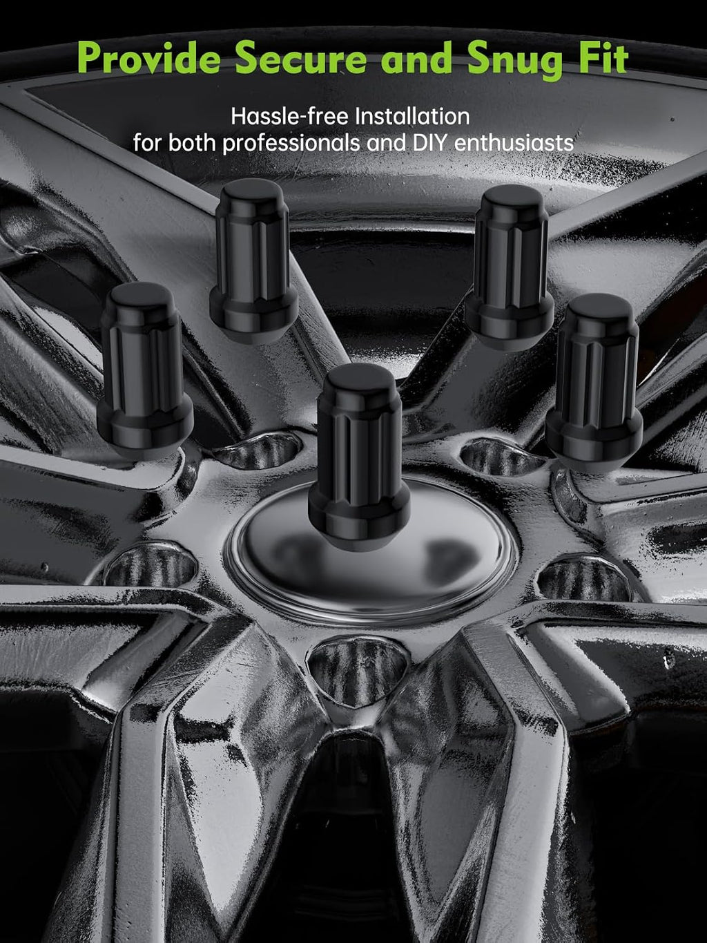 AUTOPTIM 1/2-20 23PCS Lug Nuts - Replacement for 1987-2018 Jeep Wrangler JK, 2002-2012 Liberty, 1993-2010 Grand Cherokee Aftermarket Wheel, 17mm Hex, Black Closed End Short Nuts with Socket Key