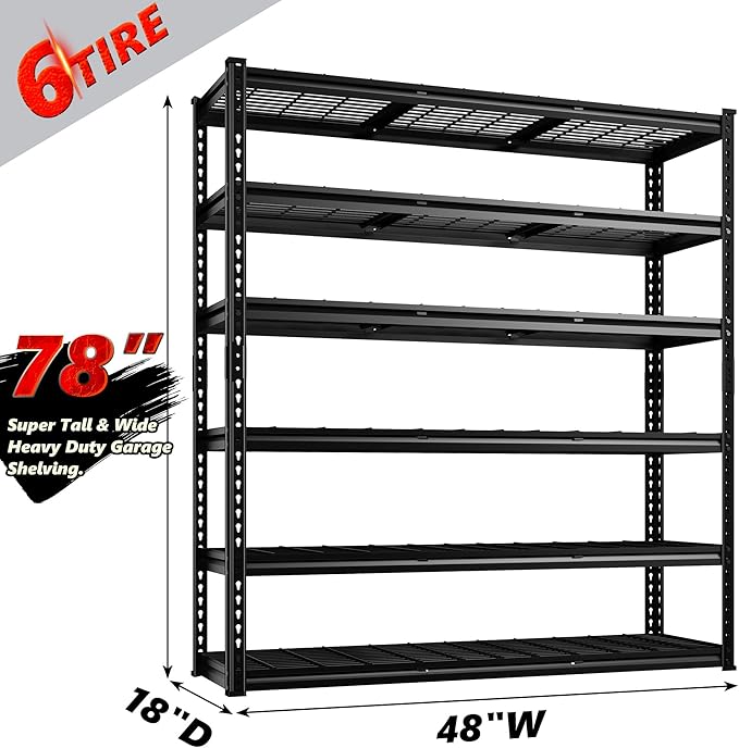 REIBII 3300LBS Garage Shelving 48" W Storage Shelves 6 Tier Garage Shelving - Image 2