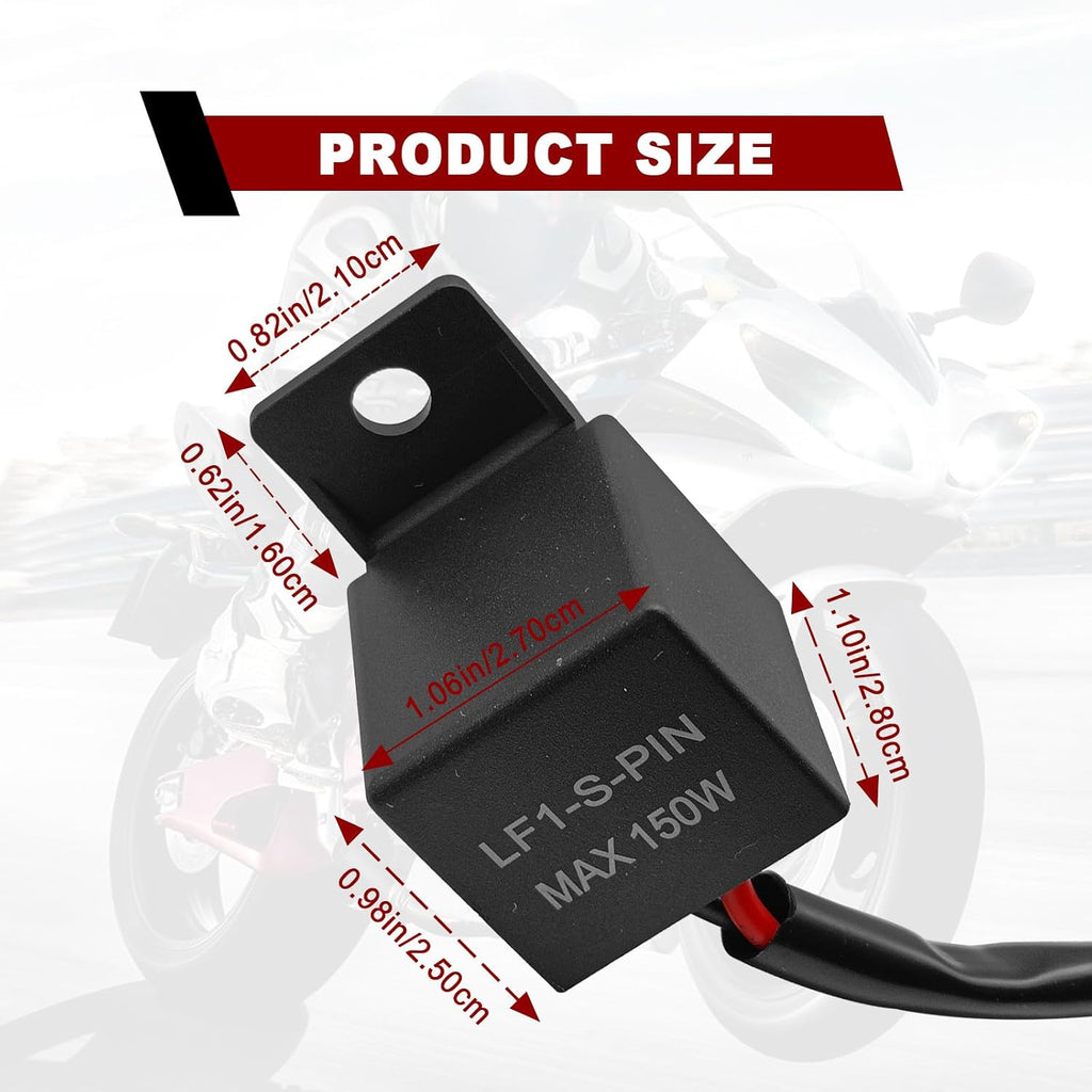 LED Flasher Relay 2-Pin, FIX Motorcycle Turn Signal Flasher Relay Flash Rate Wiring Connectors Kit
