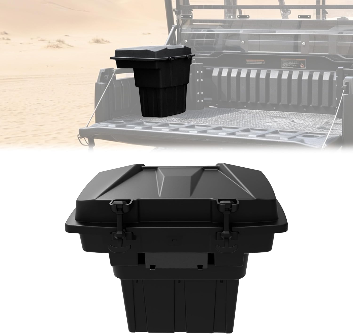 Rear Cargo Box for Kawasaki Mule Pro FXT DXT DX FX 2015-2026 Accessories, 20L Removable Waterproof Storage Bin, Heavy Duty PP Tool Box Organizer