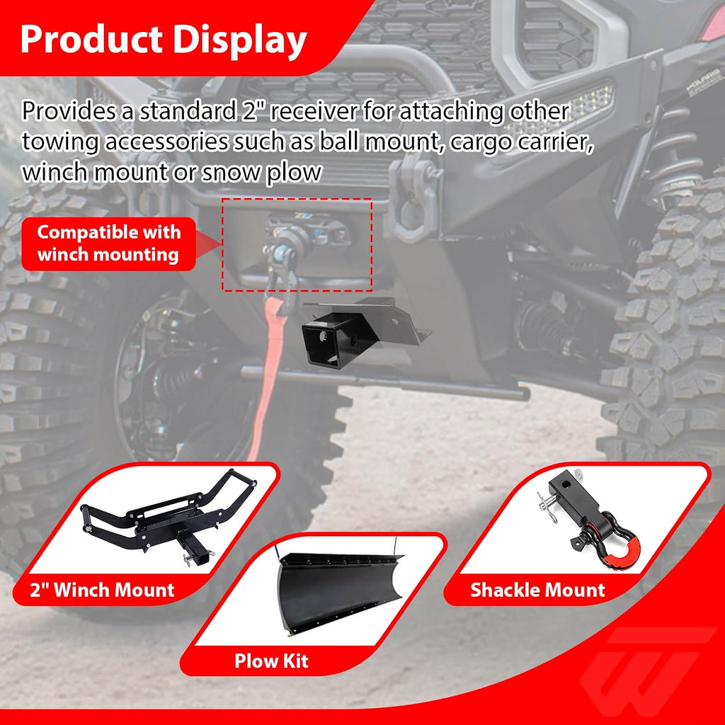 WeiSen 2" Front Receiver Hitch Front Lower Receiver Hitch Compatible with Polaris Ranger XD 1500/Crew/Premium/Northstar 2024-2026