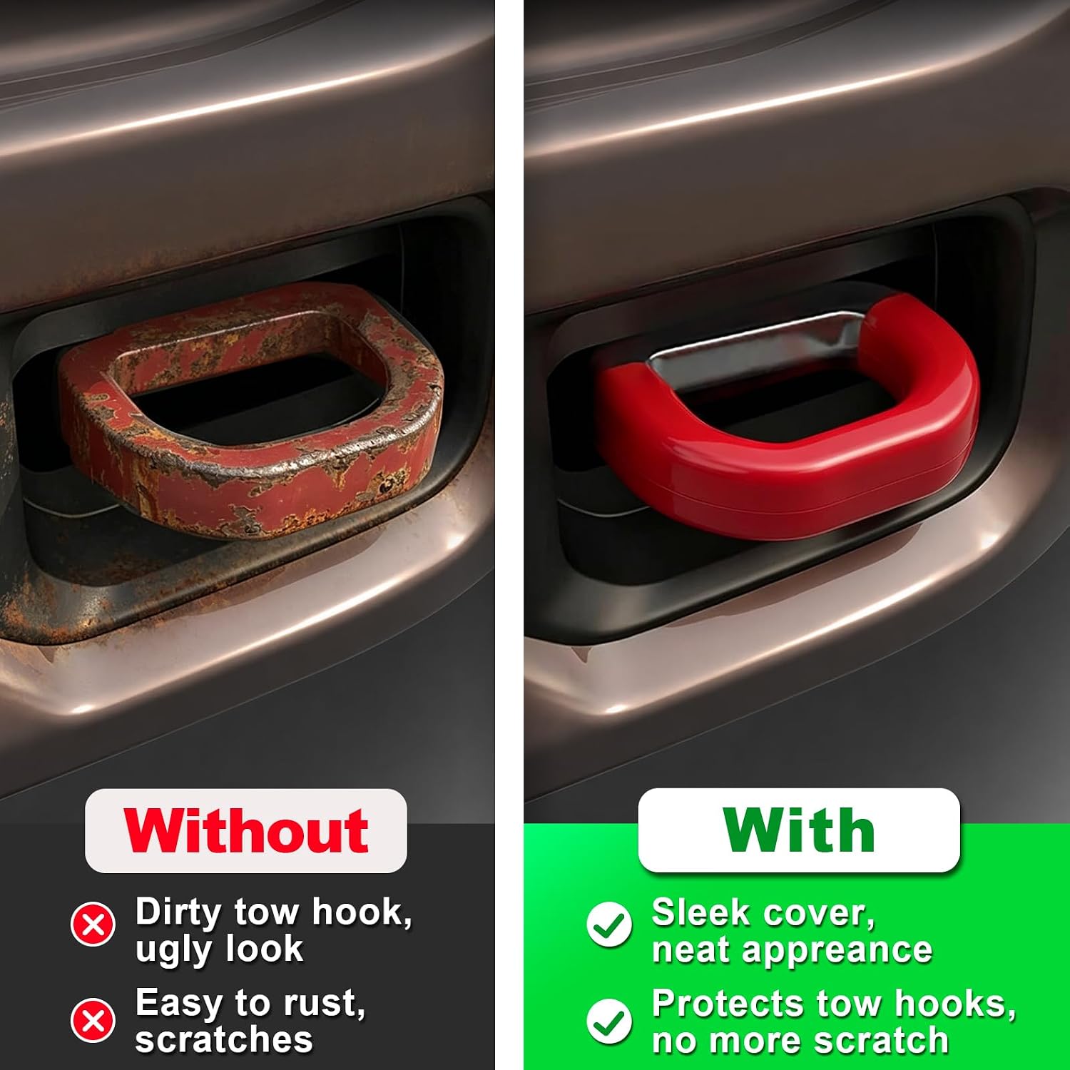 Front Tow Hook Covers for 2019-2026 RAM 2500/3500, Car Tow Hook Protector | Silicone Hitch Cover, Custom-Fit, Scratch-Resistant, Waterproof, Hassle-Free Install, Front Bumper Protective Accessories