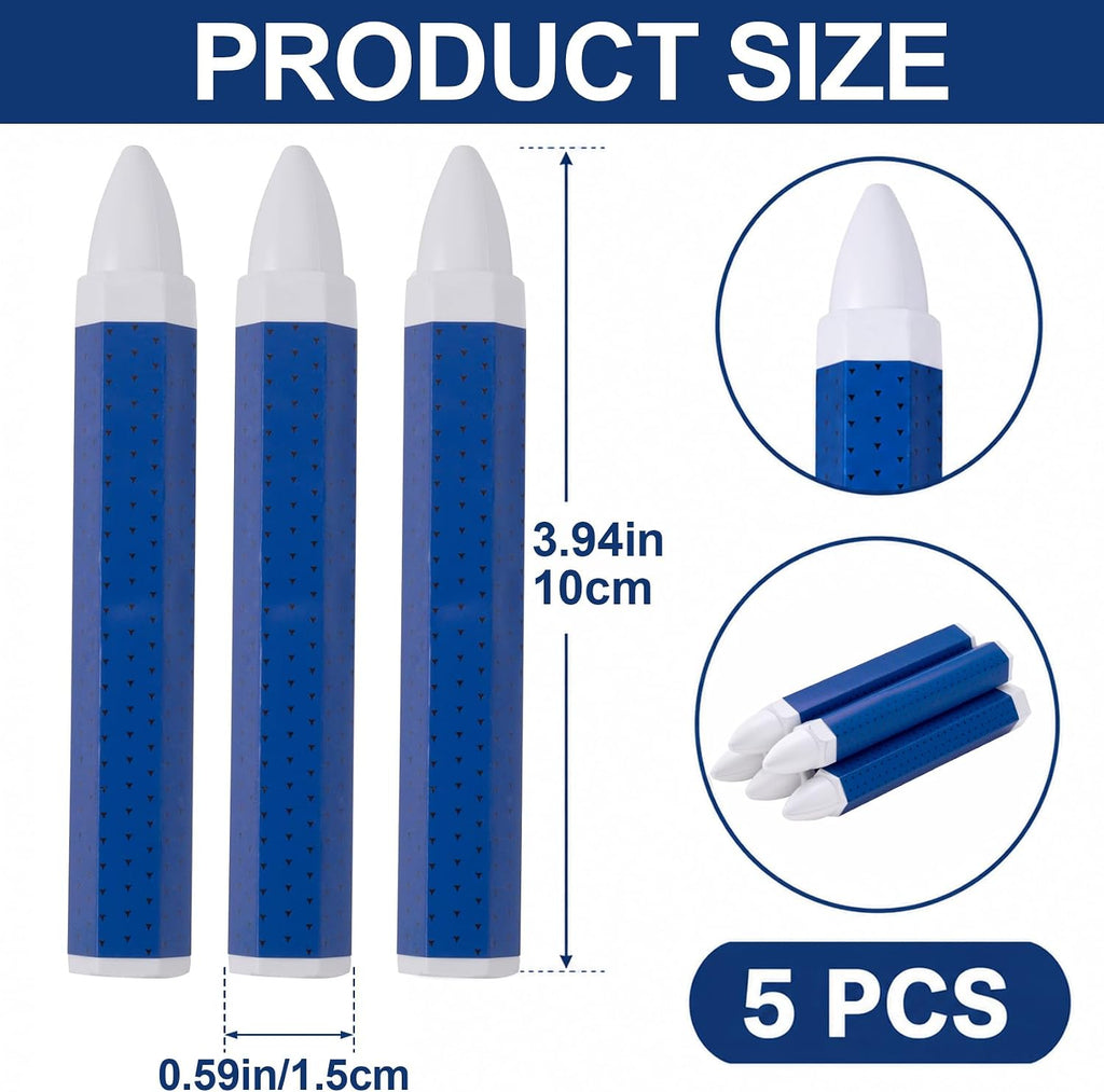 SmallCat 5 Pcs White Tire Chalk, Industrial Wax Tire Marker White, 3.94 x 0.59 Inches Tire Crayon for Rubber Wood Fabric Metal Leather Wet and Dry Surface