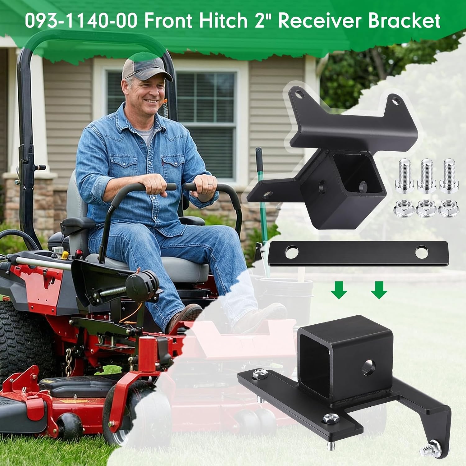 Timtin 093-1140-00 2" Front Hitch Receiver Bracket Receiver Mount Compatible with Maverick Lawn Mowers from 2021 to Present