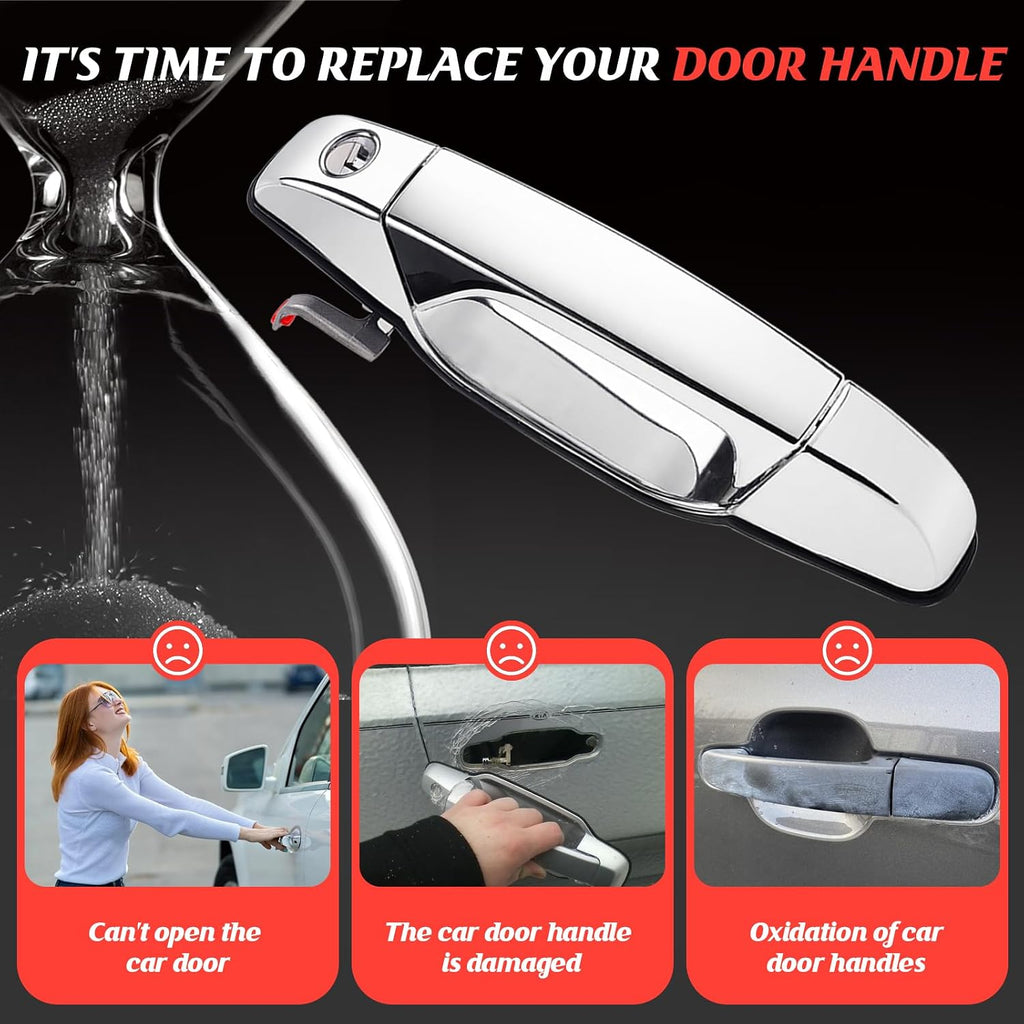 Door Handles Chrome Fit for 07-13 Chevy Silverado GMC Sierra 1500 Cadillac Escalade Yukon XL Denali Chevrolet 2500 3500 HD Tahoe Avalanche Suburban 2007 2008 2009 2010 2011 2012 2013 2014