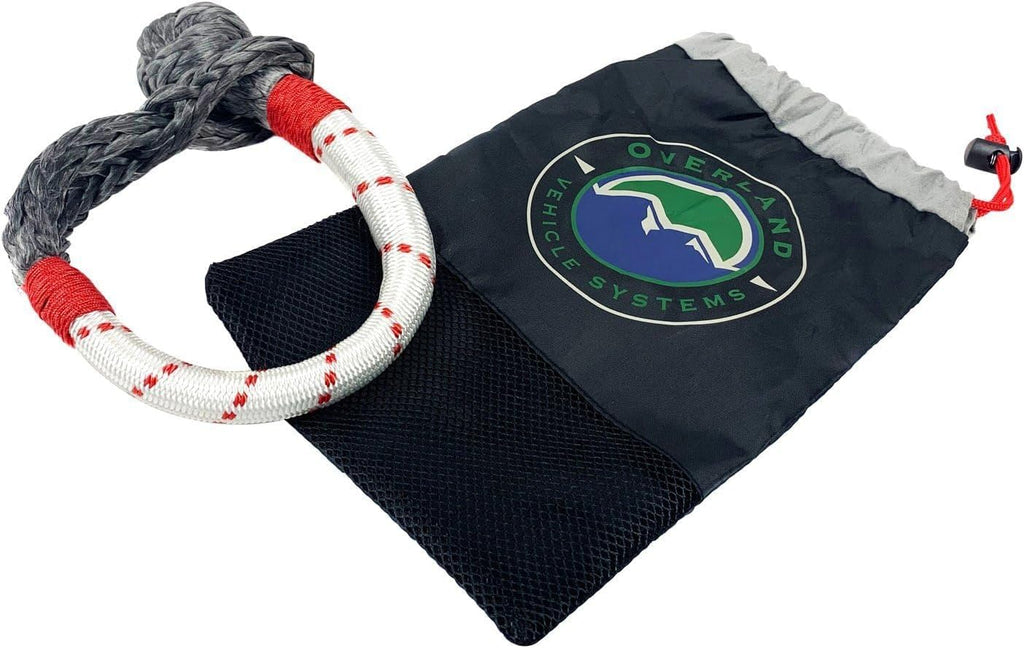 Overland Vehicle Systems Combo Pack of Soft Shackle 7/16" 41,000 lb. and Recovery Ring 4.0" 41,000 lb. with Storage Bag - for Use with Truck, SUV, ATV and UTV