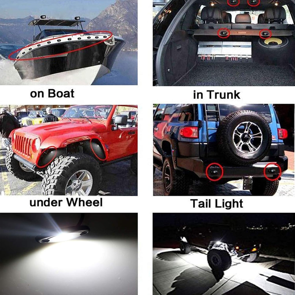 6Pods LED Rock Lights White Neon Underglow Lights for Car Trucks ATV UTV SUV Underbody Glow Trail Rig Lamp Waterproof (White)