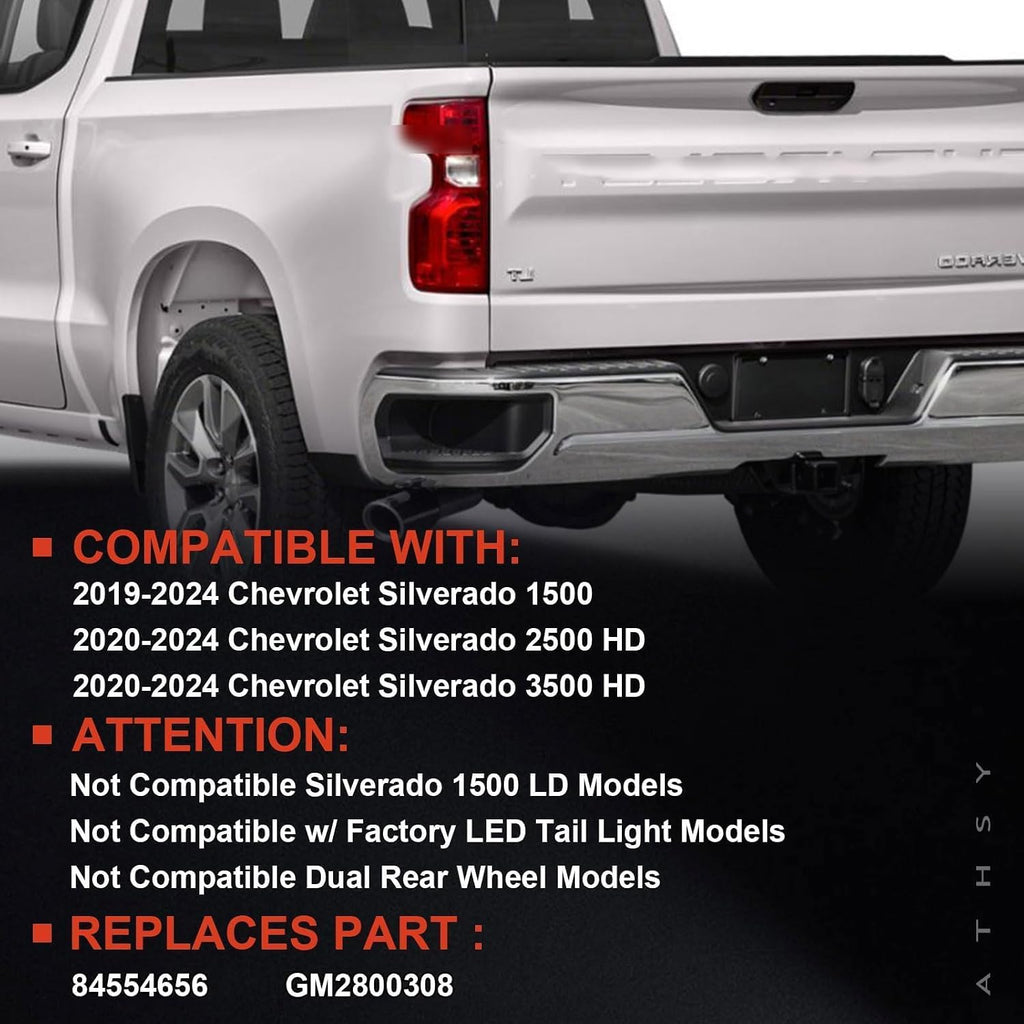 Halogen Tail Light Compatible With 2019-2024 Chevy Silverado 1500 2500HD 3500HD Left Driver Side Replace Part Number 84554656 (Halogen Type)