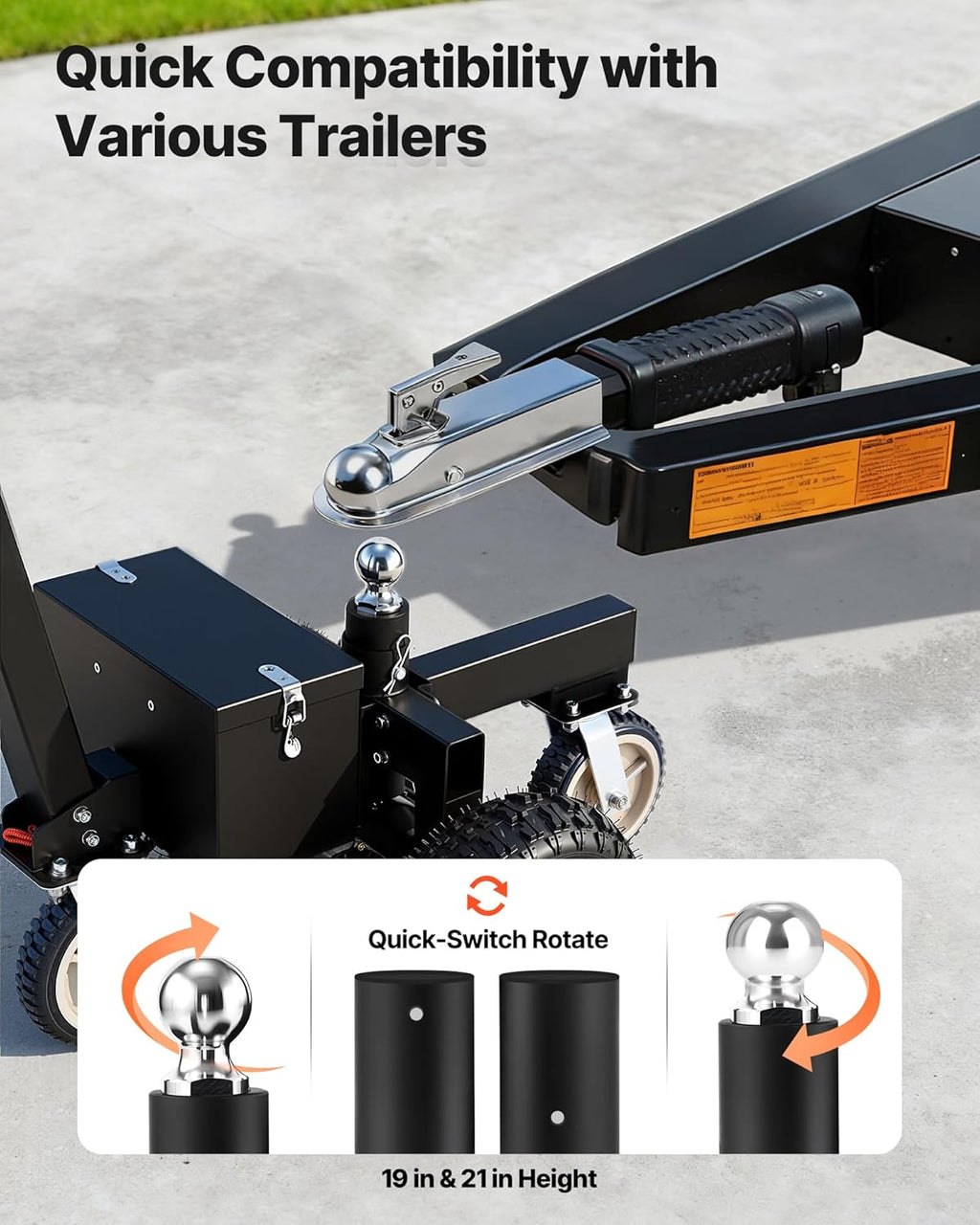 VEVOR Electric Trailer Dolly, 3600 lbs Max Trailer Weight 600 lbs Max Tongue Weight, DC 24V 800W Motorized Trailer Dolly with 2 & 1-7/8 Inch Hitch Balls for RV Campers, Cargo & Utility, Boat Trailers