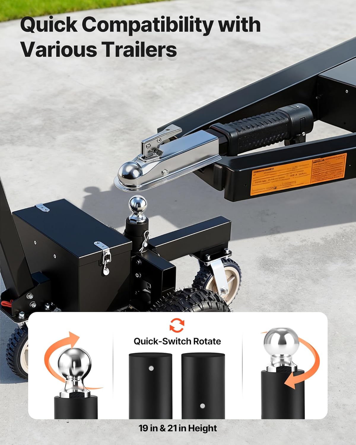 VEVOR Electric Trailer Dolly, 3600 lbs Max Trailer Weight 600 lbs Max Tongue Weight, DC 24V 800W Motorized Trailer Dolly with 2 & 1-7/8 Inch Hitch Balls for RV Campers, Cargo & Utility, Boat Trailers