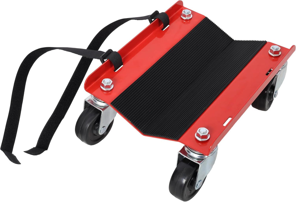 Snowmobile Dolly Heavy Duty V-Slide with 2.5" Swivel Casters & Rubber Pads, 1500lbs Capacity, Red