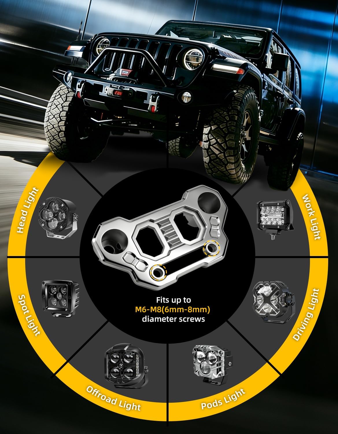 Hood Mount Light Brackets Ditch Light Mounting Brackets for JL A-Pillar Off-Road Car LED Pod Work Lights, Wrangler JL JLU 4xe Gladiator JT 2018-2025 Accessories(2-PCS, Silver)