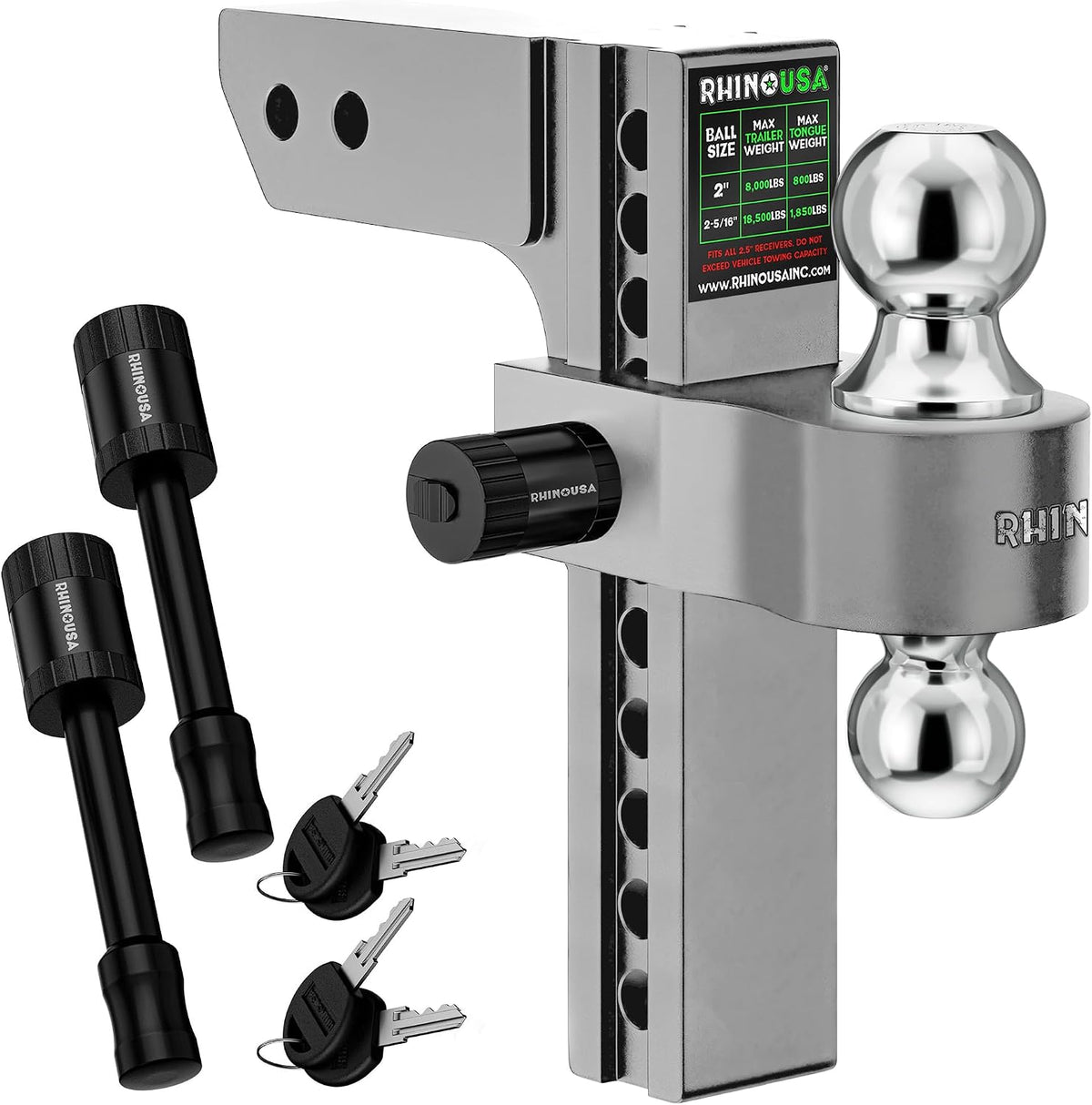 rhino usa adjustable trailer hitch (2in receiver), main product view