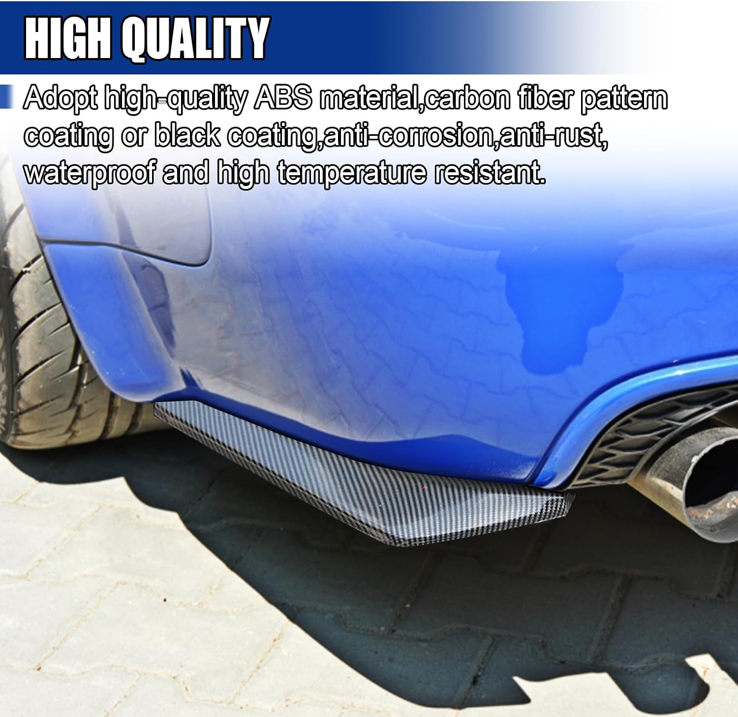 2PCS Car Rear Bumper Canard Diffuser Protector, Carbon Fiber Side Fenders Skirt Bumper Lip Splitter, Car Spoiler Body Guard Protector, Universal Auto Exterior Decoration Kit (Carbon Fiber)