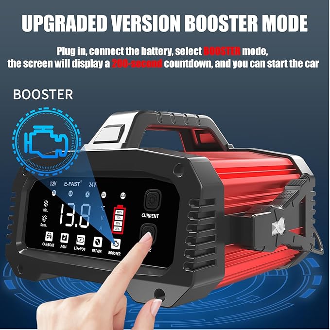 E-FAST 25A Battery Charger, 12/24V All in One Lifepo4 Lead Acid Car Battery - Image 4