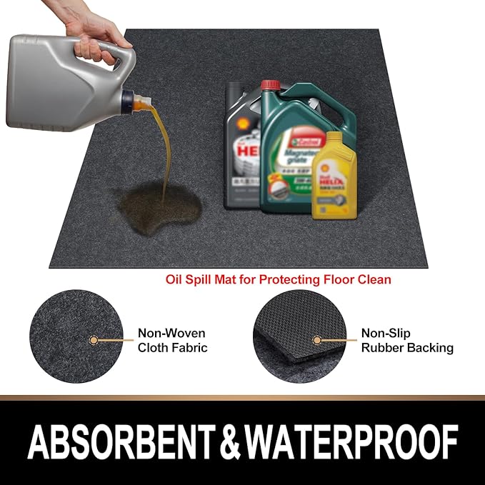 Oil Spill Mat, 7.4 x 17 Ft, Premium Absorbent Oil Pad. Contains Liquids - Image 2