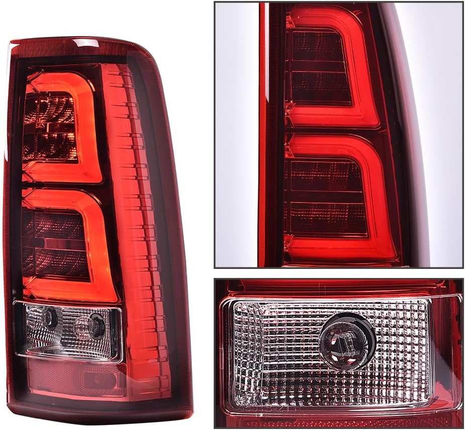 G-PLUS Tail Lights Assembly w/Wiring Harness Fit For Chevy Silverado 2003 2004 2005 2006 Rear Tail Lamps, Driver & Passenger Side, Red Lens Chrome Housing GM2800174 GM2801174 Luces Traseras