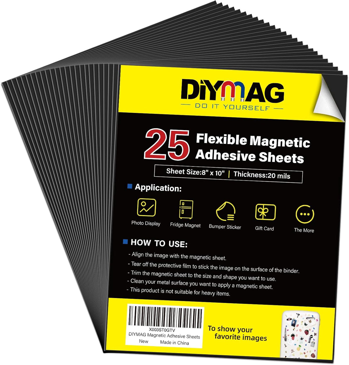 diymag magnetic adhesive sheets,8" x 10" 25 pack, main product view