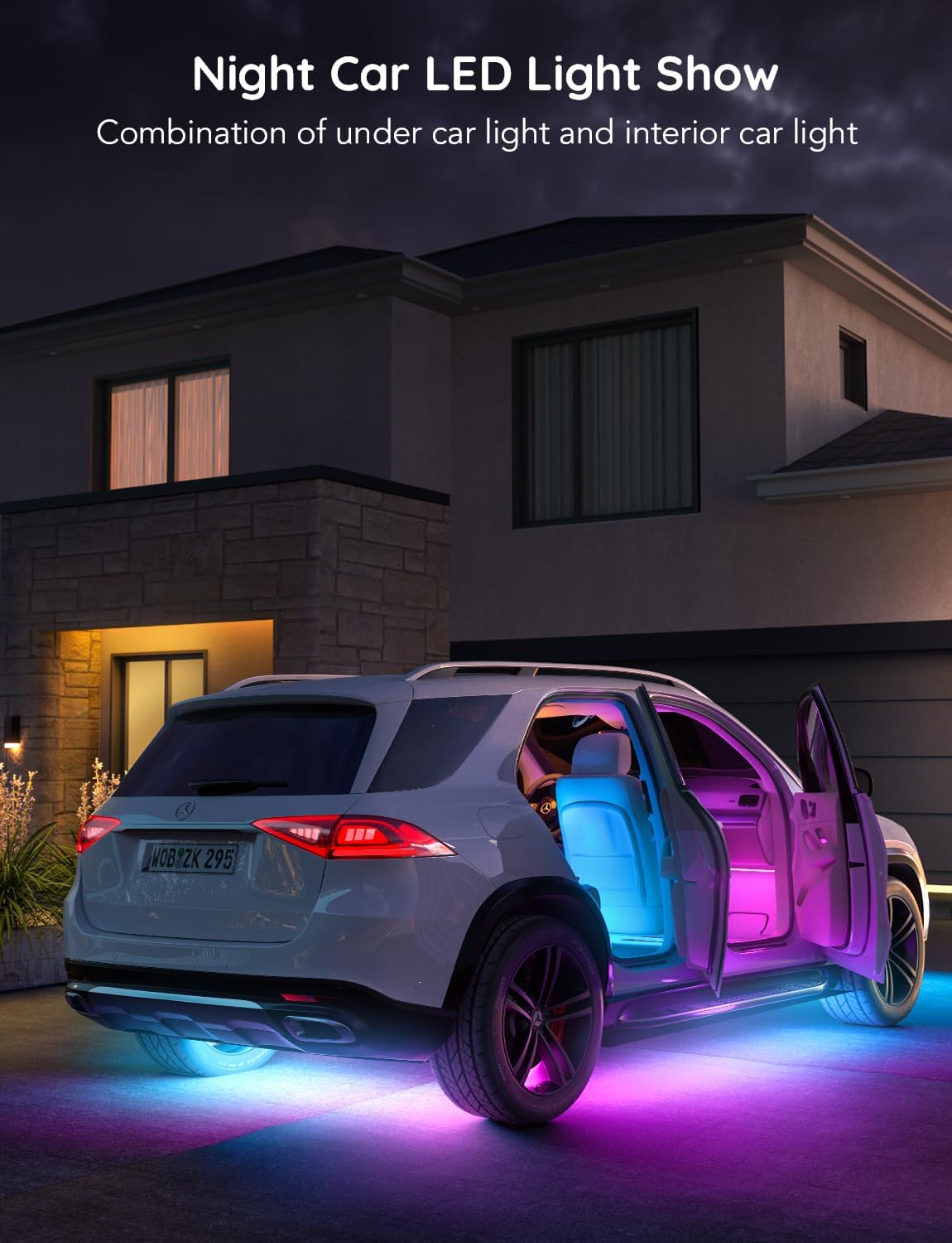 Govee Car LED Strip Lights, Smart RGBIC Interior Car Lights with APP Control, 4 Music Modes and 16 Million Colors, 2 Lines Design LED Lights for Car Decor, DC 12V | 4 Music Modes and 16 Million Colors, 2 Lines Design LED Lights for Car Decor, DC 12V