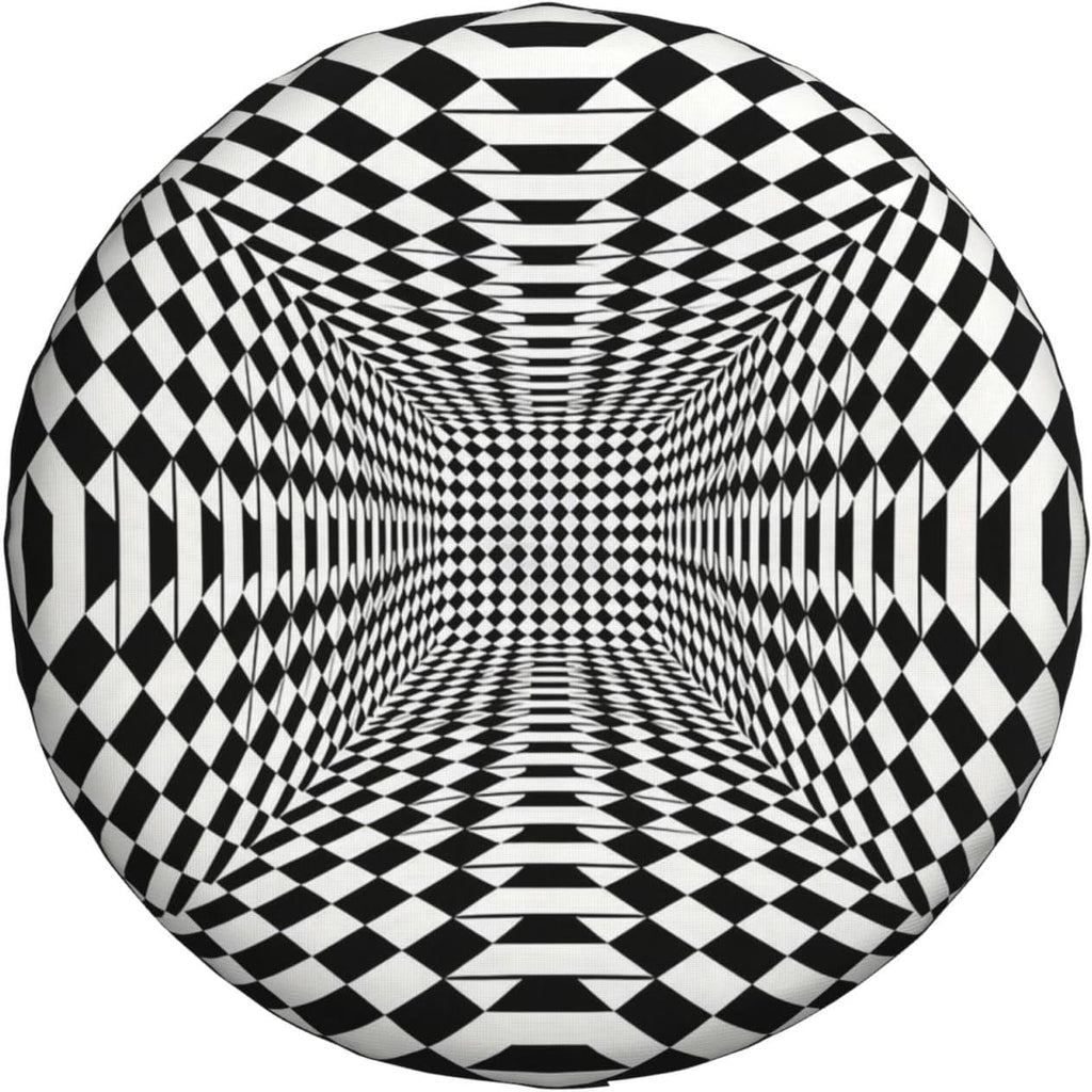 Black and White Chess Grid Print Universal Spare Tire Cover for RV, Jeep | Wheel Protector Fits Rv, Trailer, Jeep, Shield Tires From Sun, Dirt And Rain For Outdoor Storage