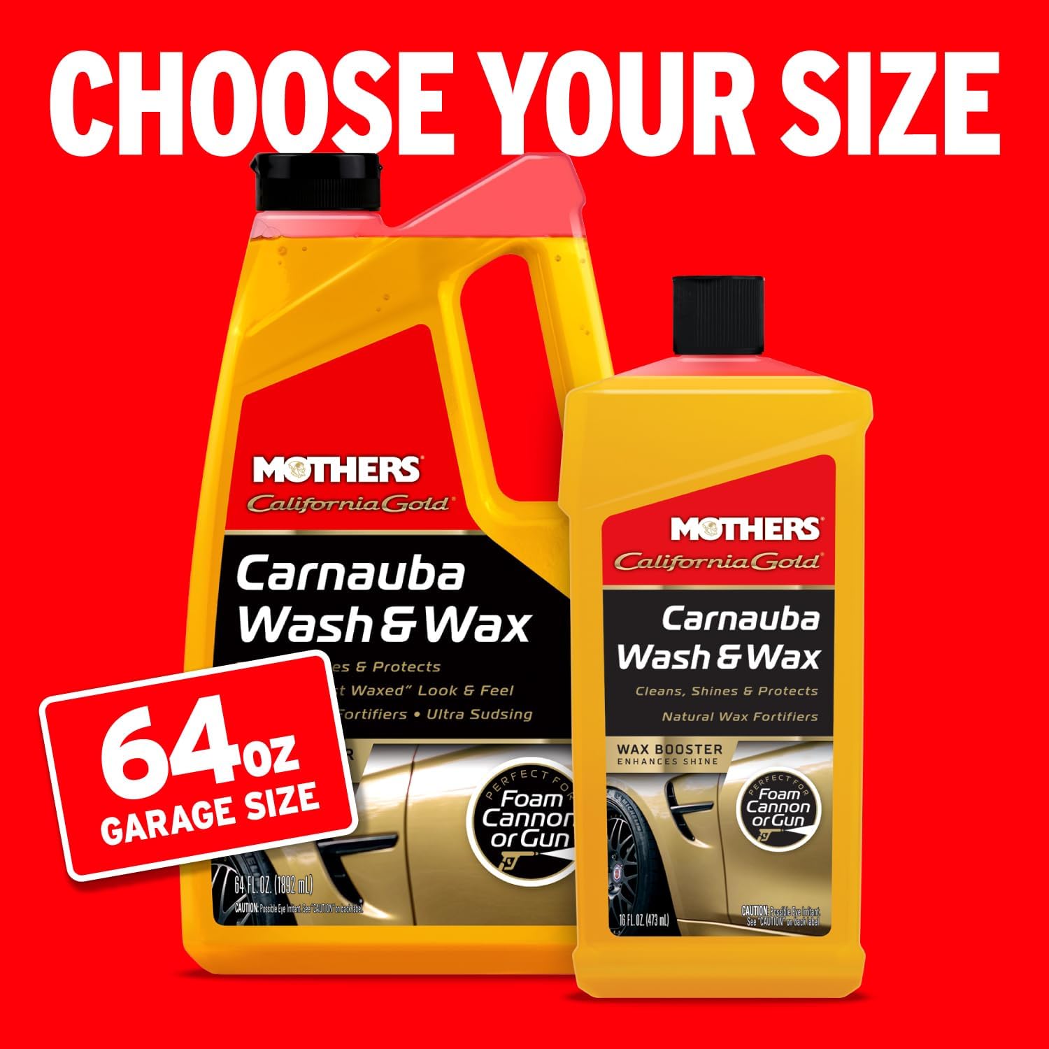 Mothers California Gold Carnauba Wash & Wax, 64 oz. (05674) | Cleans, Shines & Protects, Gentle, pH Balanced, Ultra-Sudsy, Spot-Free, Brilliant Finish, Won't Strip Wax or Ceramic