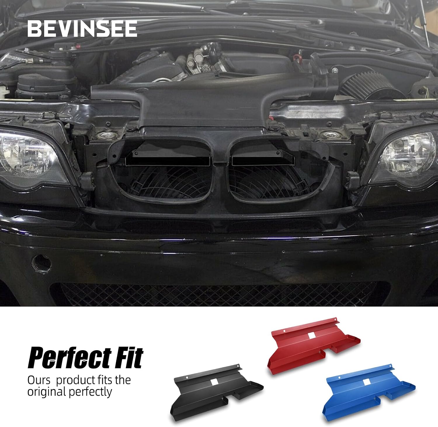 Bevinsee Cold Aire Intake Scoop Compatible with E46 320i 323i 325i 328i 330i M52TU M54 Engine Black Aluminum