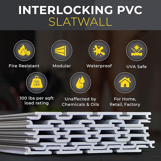 Heavy Duty 8x4 PVC Garage Slatwall Storage System - Image 3