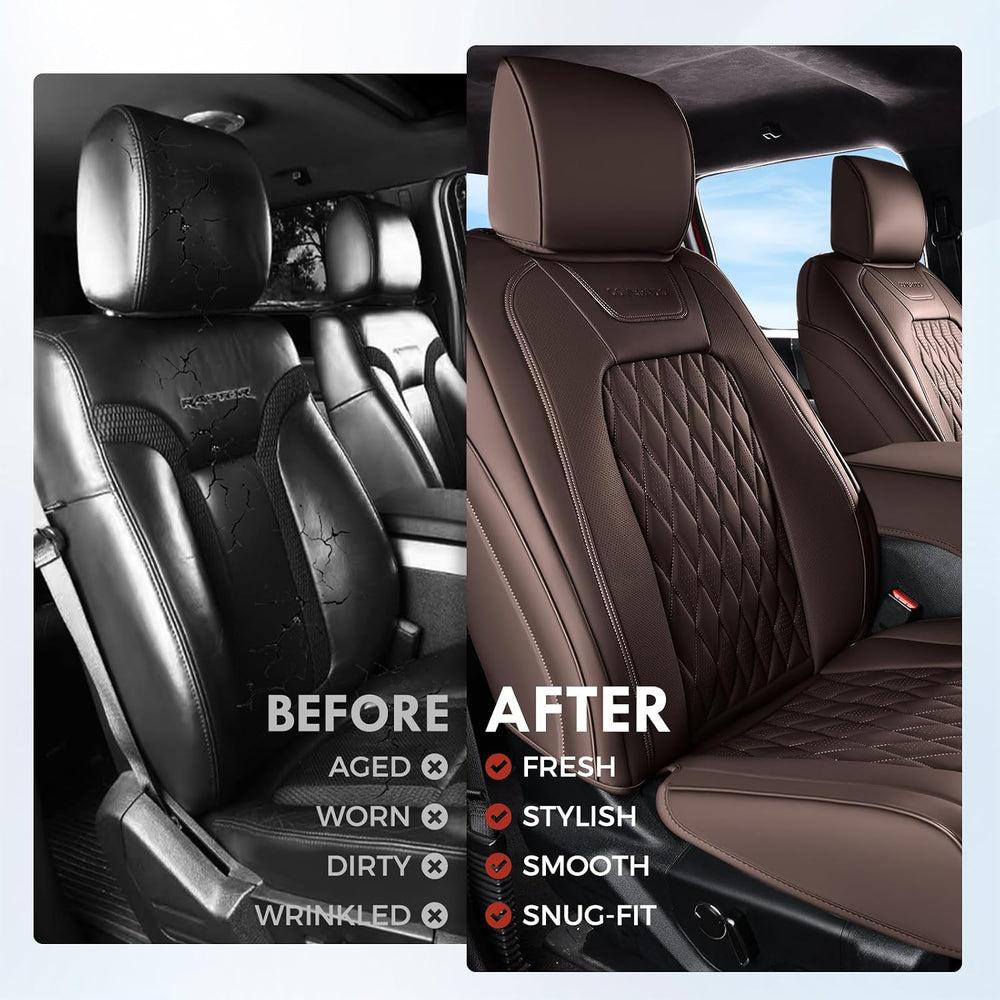 Coverado Premium Leather Full Set Seat Covers Waterproof Heavy-Duty Protector...