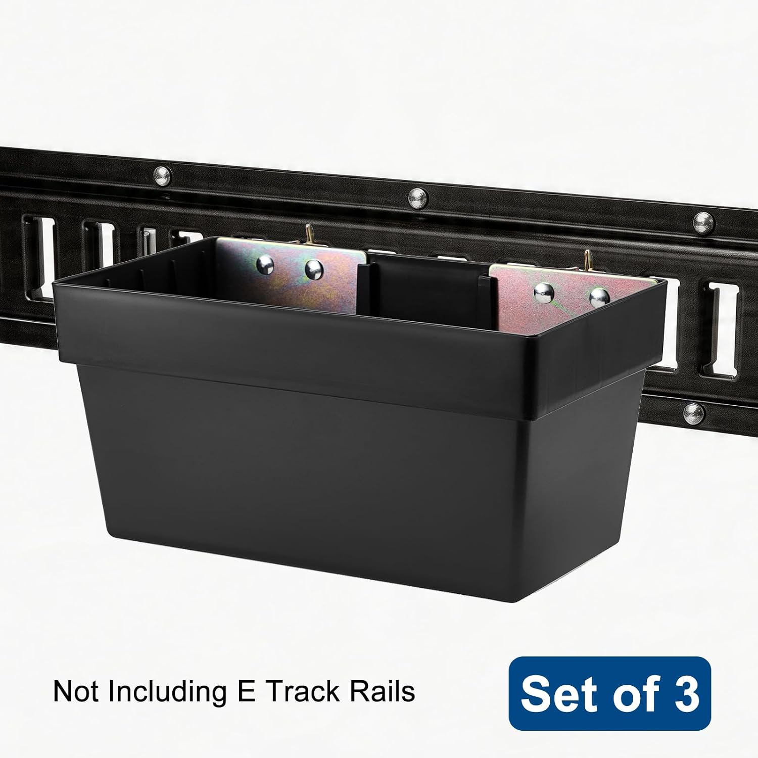 3 Pack Heavy Duty E Track Storage Bins, E-Track Accessories Tool Organizer for Enclosed Trailer, Truck, Cargo Van, Garage, Durable Plastic Storage Baskets for E-Track Rail System, 13 Inch