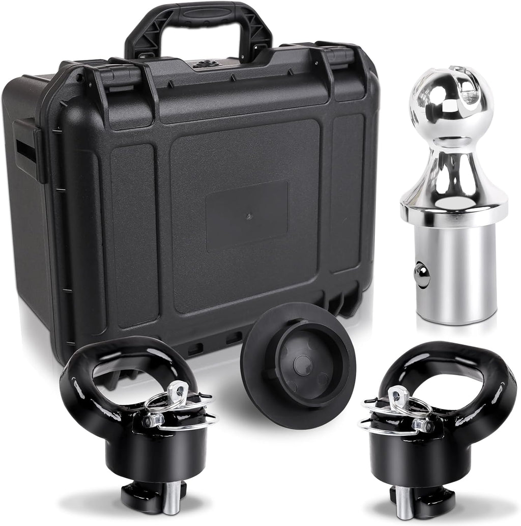 Gooseneck Hitch Ball Kit - 60618 Puck System with 2-5/16-Inch Ball and 2 Gooseneck Safety Chain Anchors Fits for 2013-2024 Dodge RAM 2500 3500 Trucks, 38000 lbs GTW