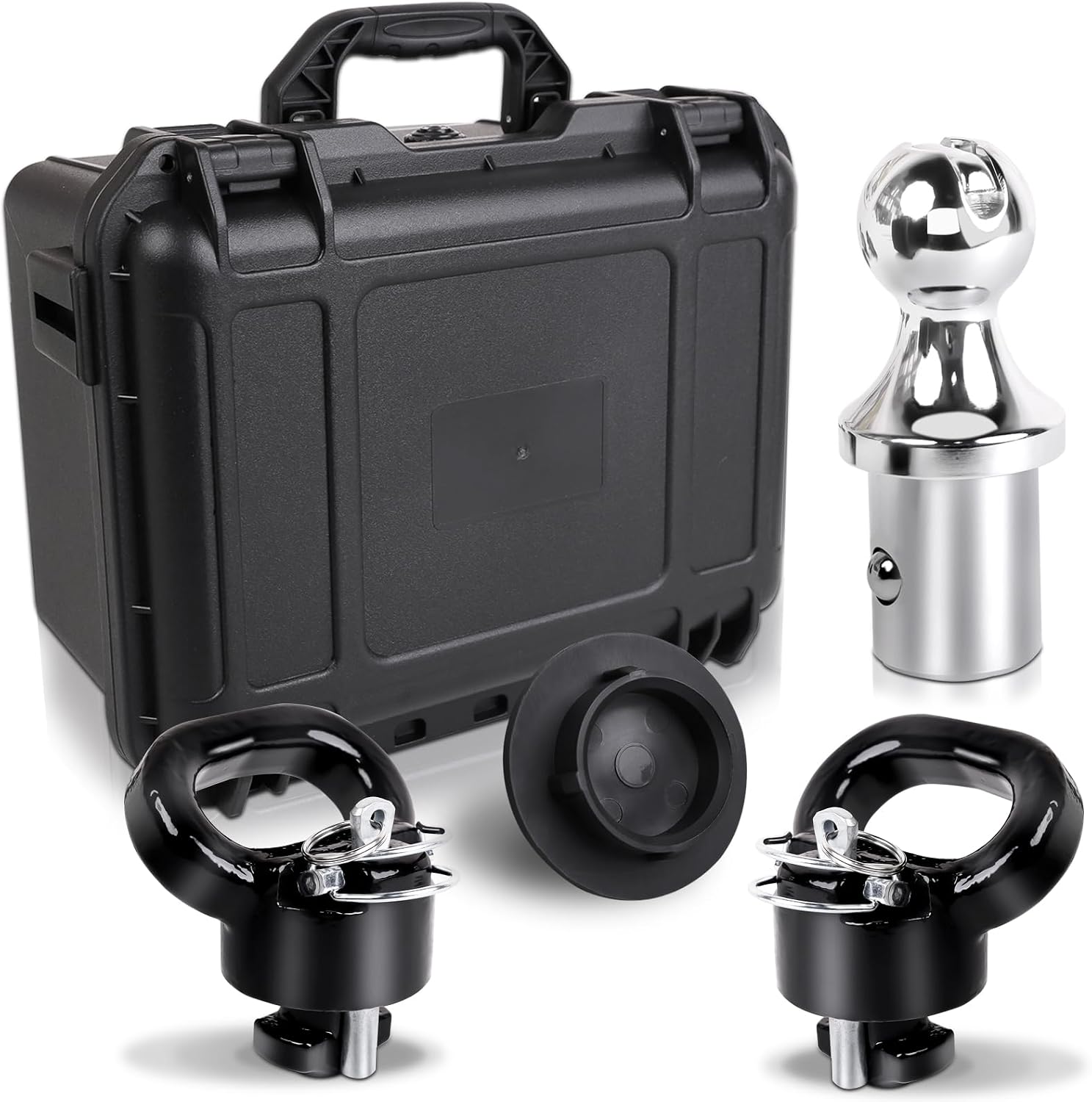 Gooseneck Hitch Ball Kit - 60618 Puck System with 2-5/16-Inch Ball and 2 Gooseneck Safety Chain Anchors Fits for 2013-2024 Dodge RAM 2500 3500 Trucks, 38000 lbs GTW
