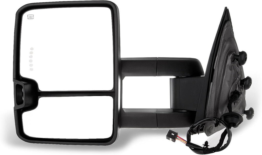 A Pair Heated Towing Mirrors Fits 2015-2019 for Chevy for GMC 2500 HD 3500 HD 2014-2018 for Chevy for GMC 1500, Power Adjusted View Mirror with LED Turn Signal Light