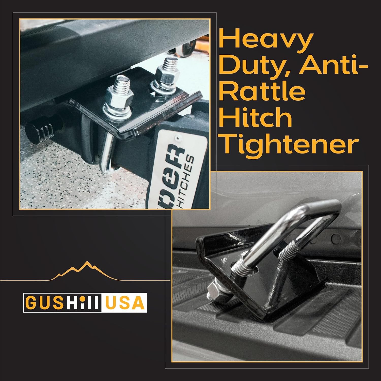 GusHill USA GH 22326 Heavy-Duty Hitch Tightener, Anti-Rattle Stabilizer, Fits 1 1/4" and 2" receivers