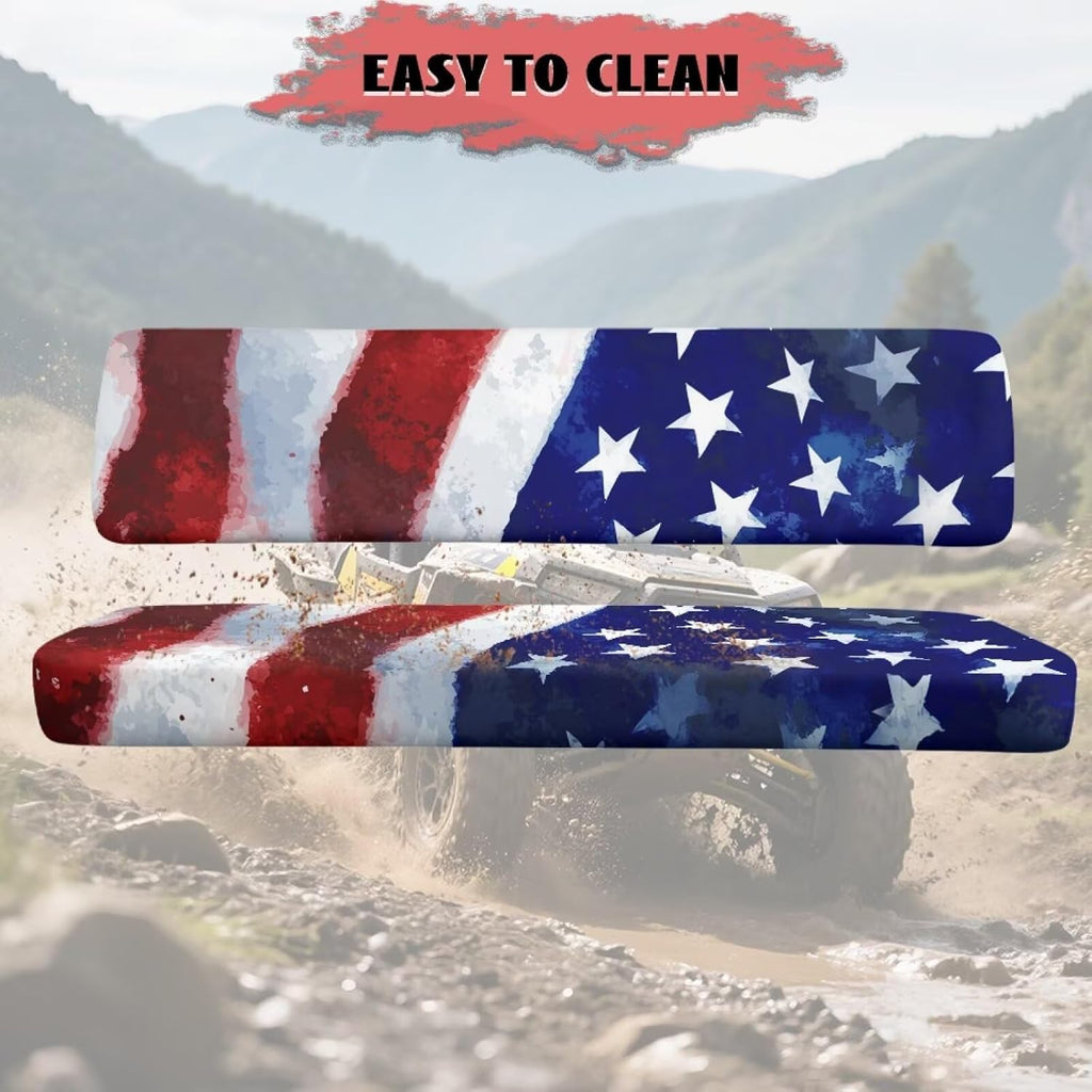 Poceacles Mule UTV Seat Cover Patriotic Decoration UTV Accessory Farm Vehicle Decor, Compatible with Kawasaki Mule 3000 3010 3020 4000 4010 2001-2023 2025, Stars and Stripes