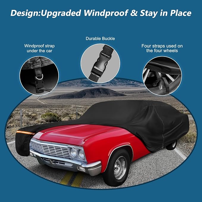 Car Cover for Chevy Caprice 2/4 Door Coupe/Sedan 1966-1996, Waterproof 210D - Image 3