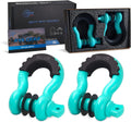 D Ring Shackle (2 Pack) 62,700 Ibs Break Strength with 7/8" Screw Pin and Shackle Isolator & Washers Kit for Tow Strap Winch, Off Road Vehicle Recovery Jeep Truck (Tiffany Blue-Black)