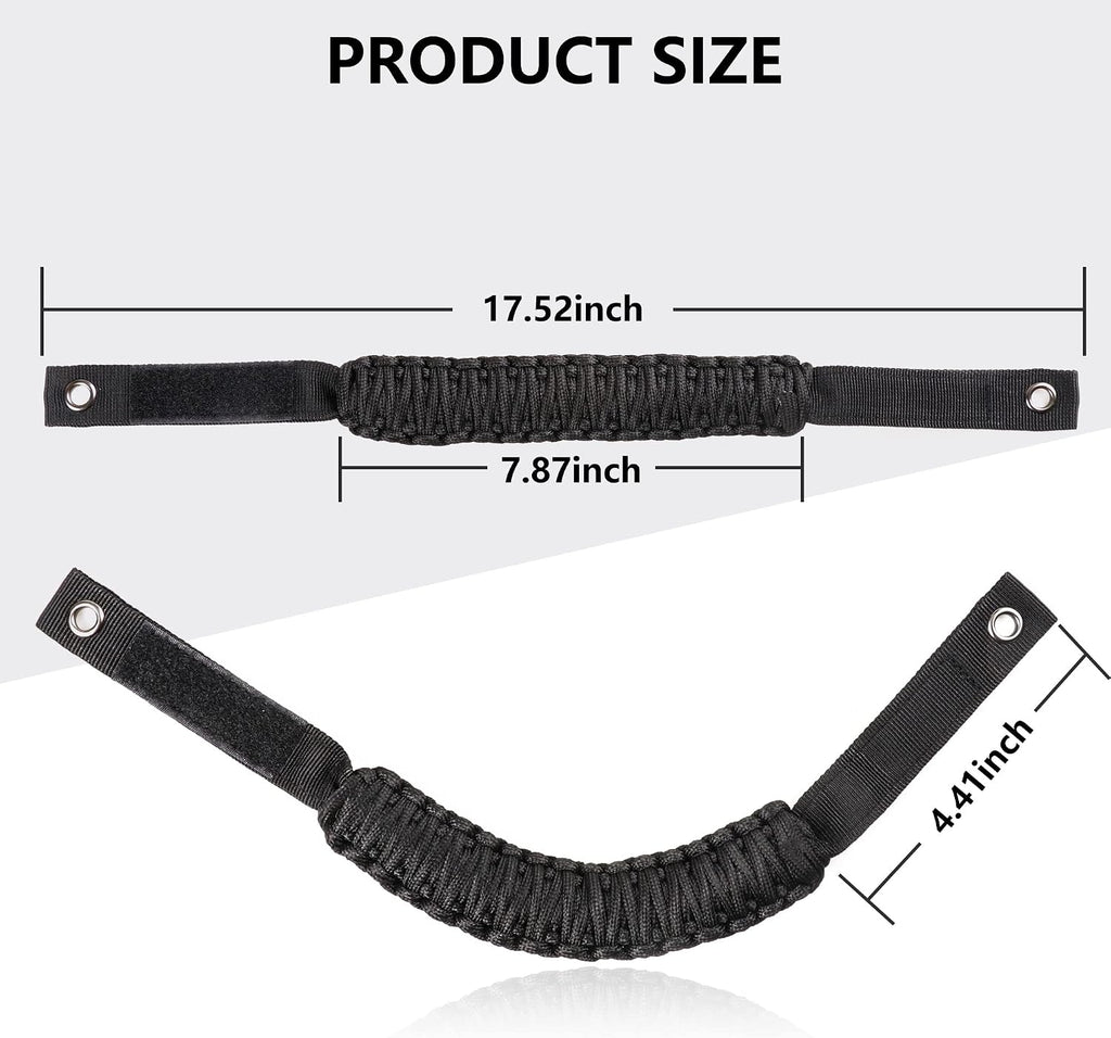 sukemichi for Bronco Grab Handles, Paracord Roll Bar Grab Handles for 2021 2022 2023 2024 2025 2026 Ford Bronco Accessories 4 Door 2 Door, Black, 4 Pack