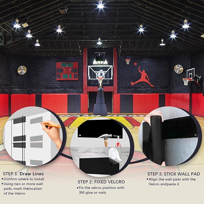 PROGOAL 60"/72" High Gym Wall Padding 2"/4" Thick Foam Basketball Court Wall - Image 2