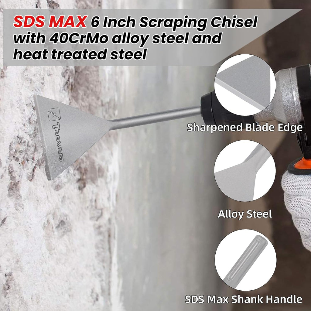 toovem 6 inch wide sds max chisel for, close-up detail