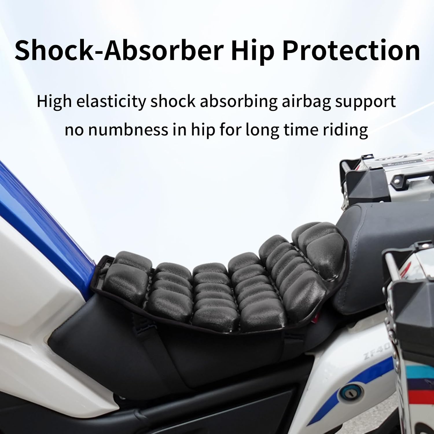 JFT Motorcycle Seat Cushion Covers Air Pad, Pressure Relief Ride Motorcycle Air Cushion Saddles Compatible with Harley Davidson Motorcycle (Black)